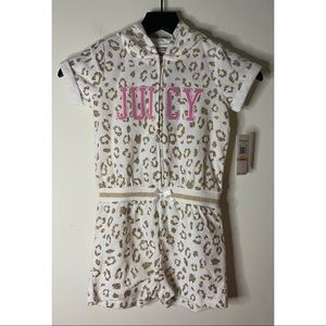Juicy Couture Embellished Velour Zip Up Romper Size 6X